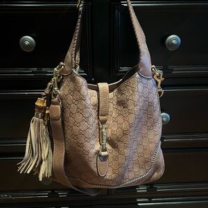 Gucci Tan Leather Shoulder Bag with Tassel